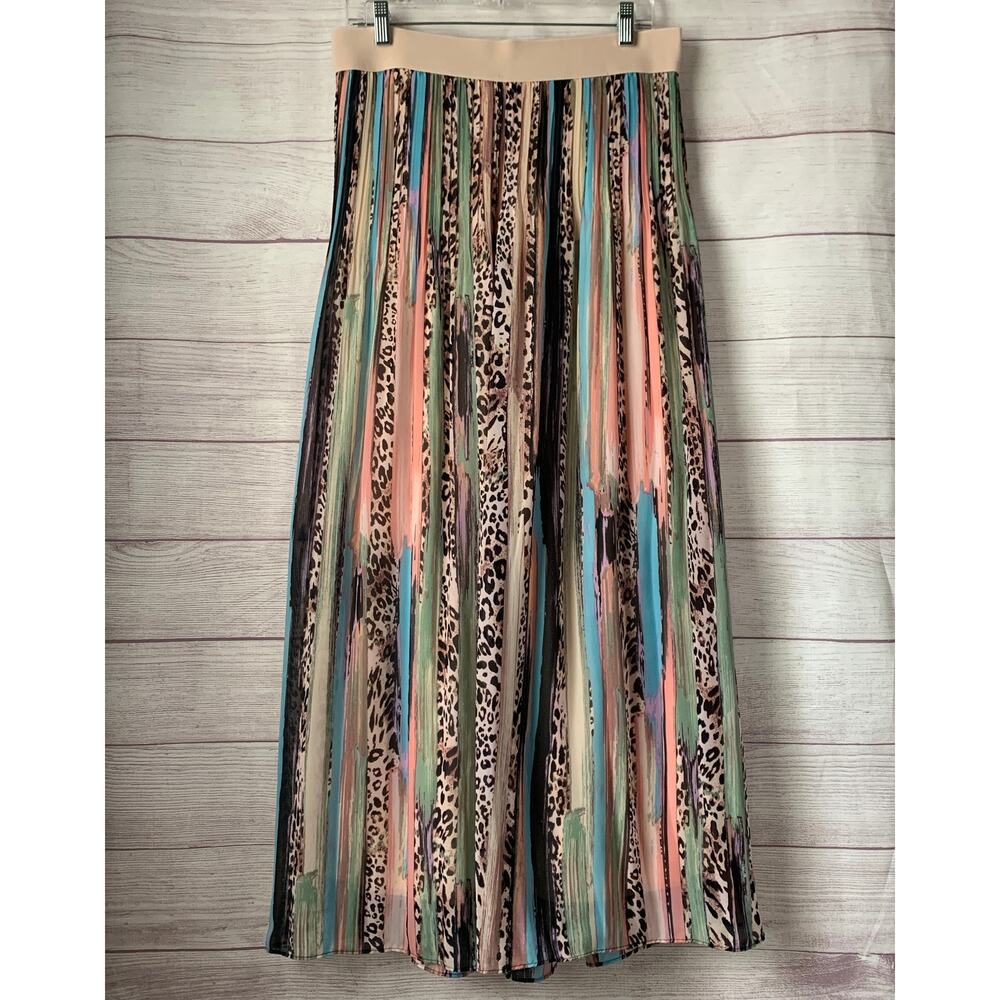 Spense Multi-Color Cheetah Print Palazzo Pants Wide Leg Animal Leopard Size M